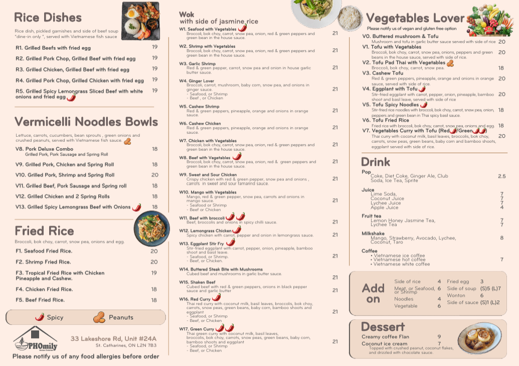 PHOmily Restaurant Menu - Image 1